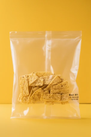 strip corn chips snack made from stone ground Mexican corn in a clear retail bag