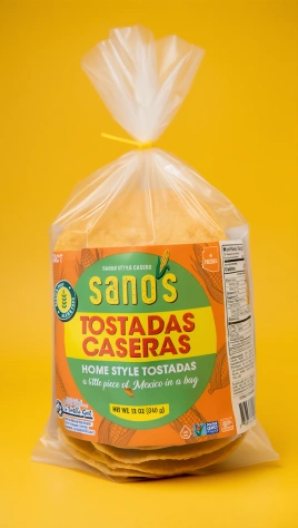 Sanos Tostadas Caseras 12 oz bag – authentic Mexican home style tostadas made with quality ingredients
