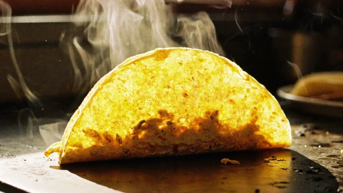 Fresh nixtamalized corn tortilla showing authentic texture and flexibility during cooking
