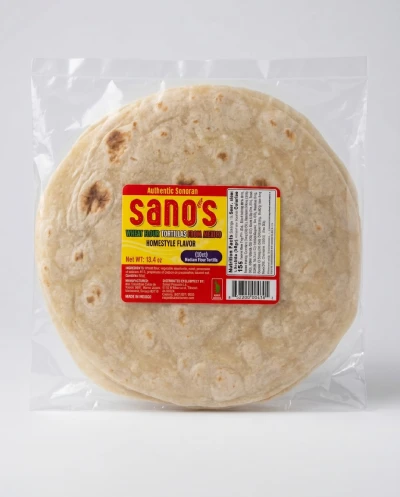 Wheat flour tortillas 10 count packaged in a plastic bag, authentic Sonoran style homestyle flour tortillas